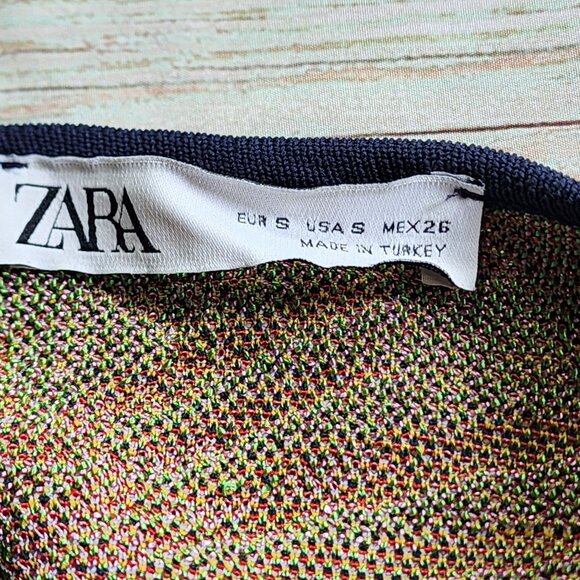 Zara Women’s Small Parrot Sequin Sweater Dress Tropical Multicolor Print - Picture 3 of 8